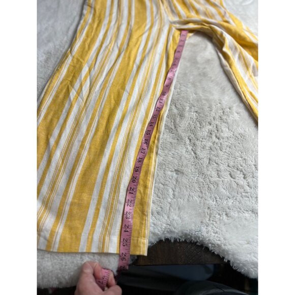 Jason Wu striped linen button front yellow jumpsuit women size medium - Picture 4 of 9